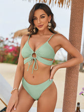 Bikini Set for Women Two Piece Swimsuits High Waisted Cut Out Tie Front Cheeky Crisscross Halter Bathing Suit